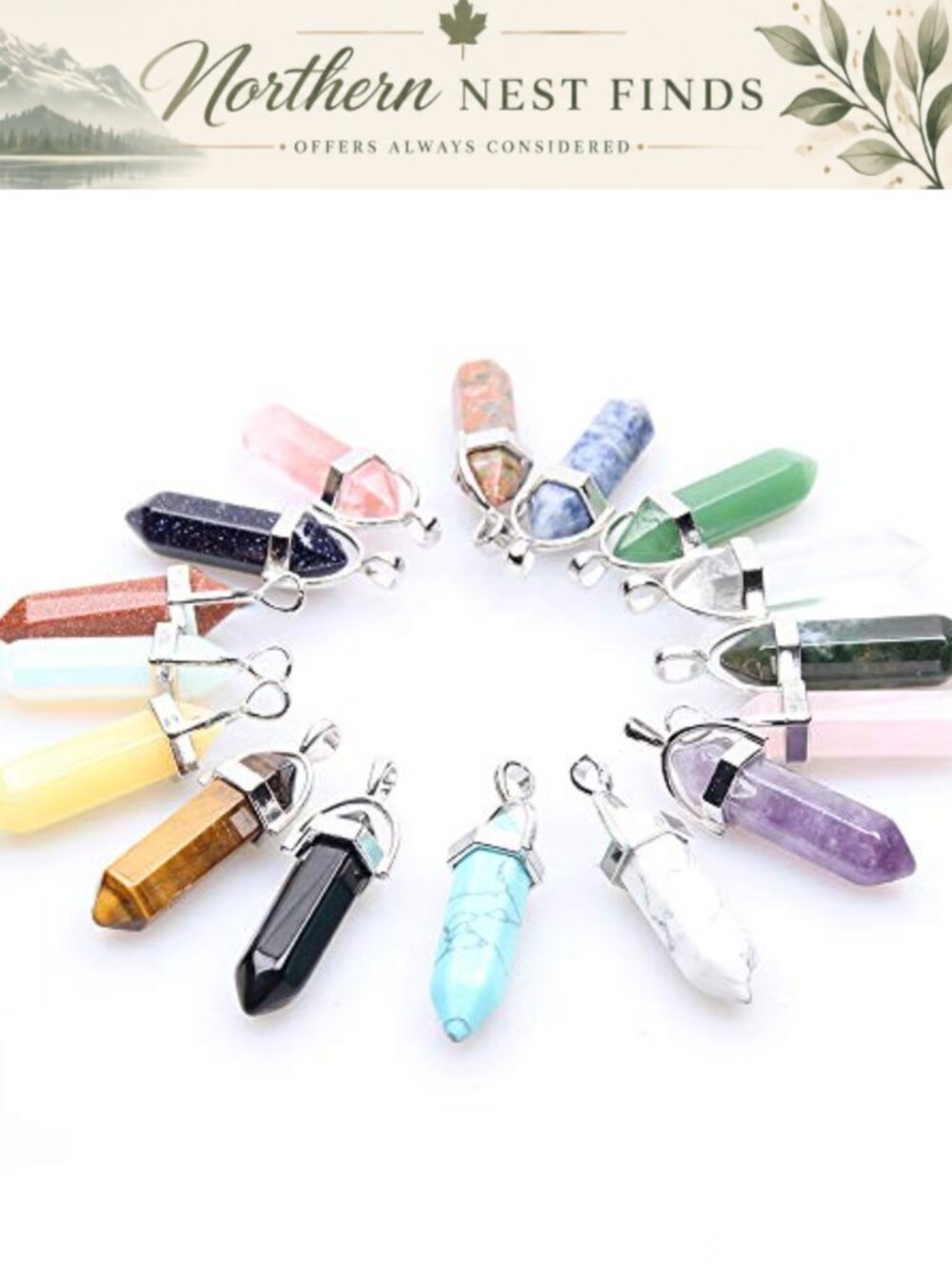 15PC Hexagonal Quartz Crystal Pendant Charms for Jewelry Making